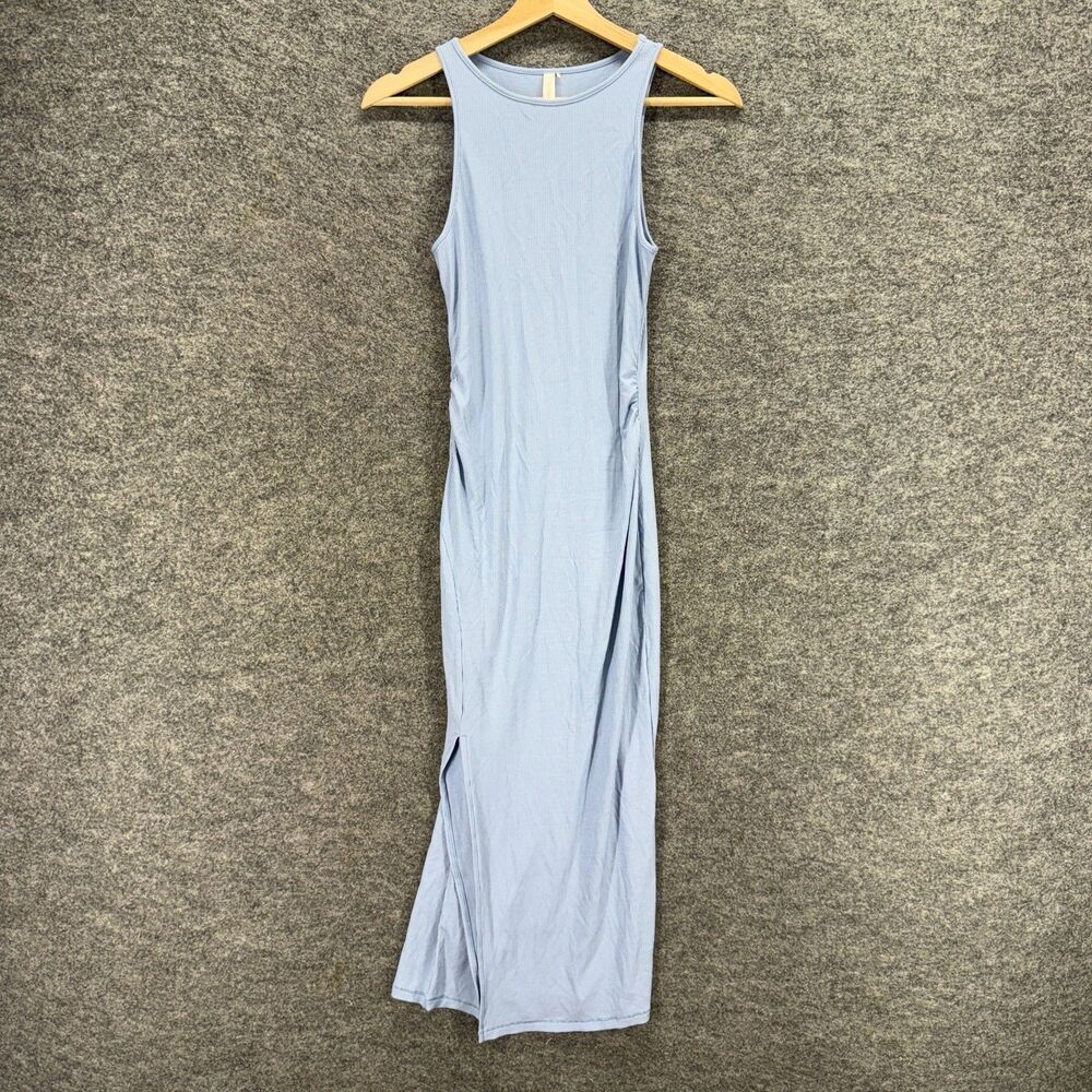 Momanda Dress Women S Small Blue Maxi Long Sleeveless Stretch Round Neck Casual